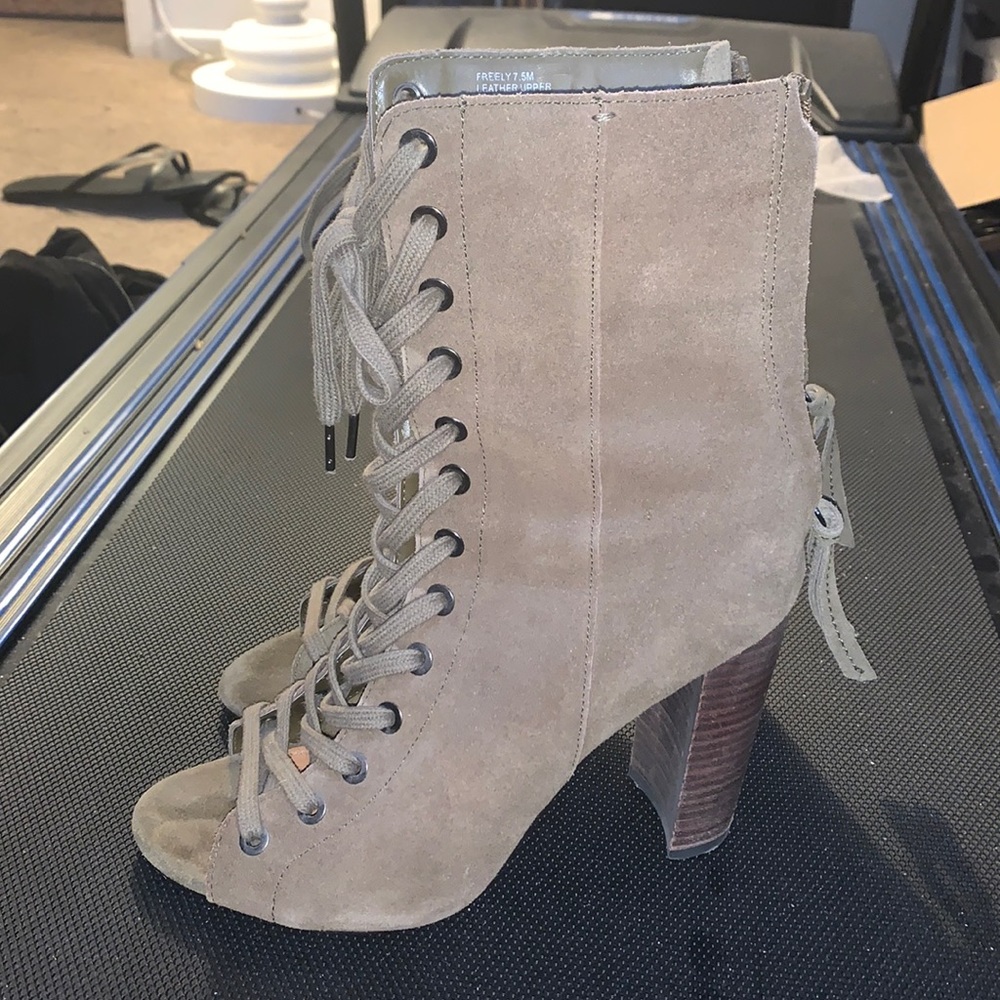 Green Suede Lace-up Heels